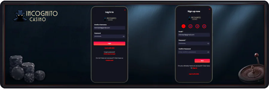 Registration vs. Login Incognito